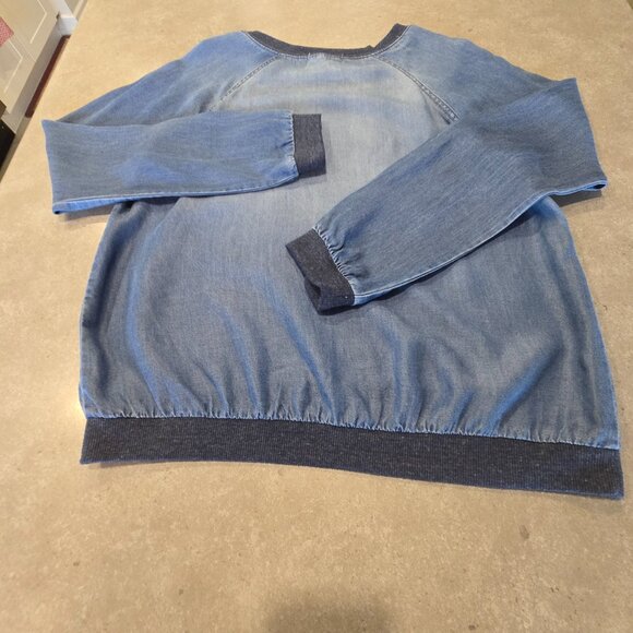 LIFE IN PROGRESS Women's Denim Chambray Long Sleeves Top - Blue - Size M… - Picture 8 of 12